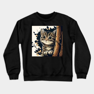 Cat Fall Autumn Leaf Tree Funny Cat Lovers Gifts Crewneck Sweatshirt